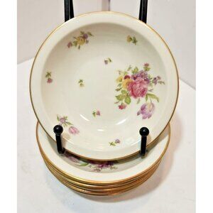 Vtg Rosenthal Else K2922 Fruit Dessert Bowls Set of 6 Floral with Gold Trim